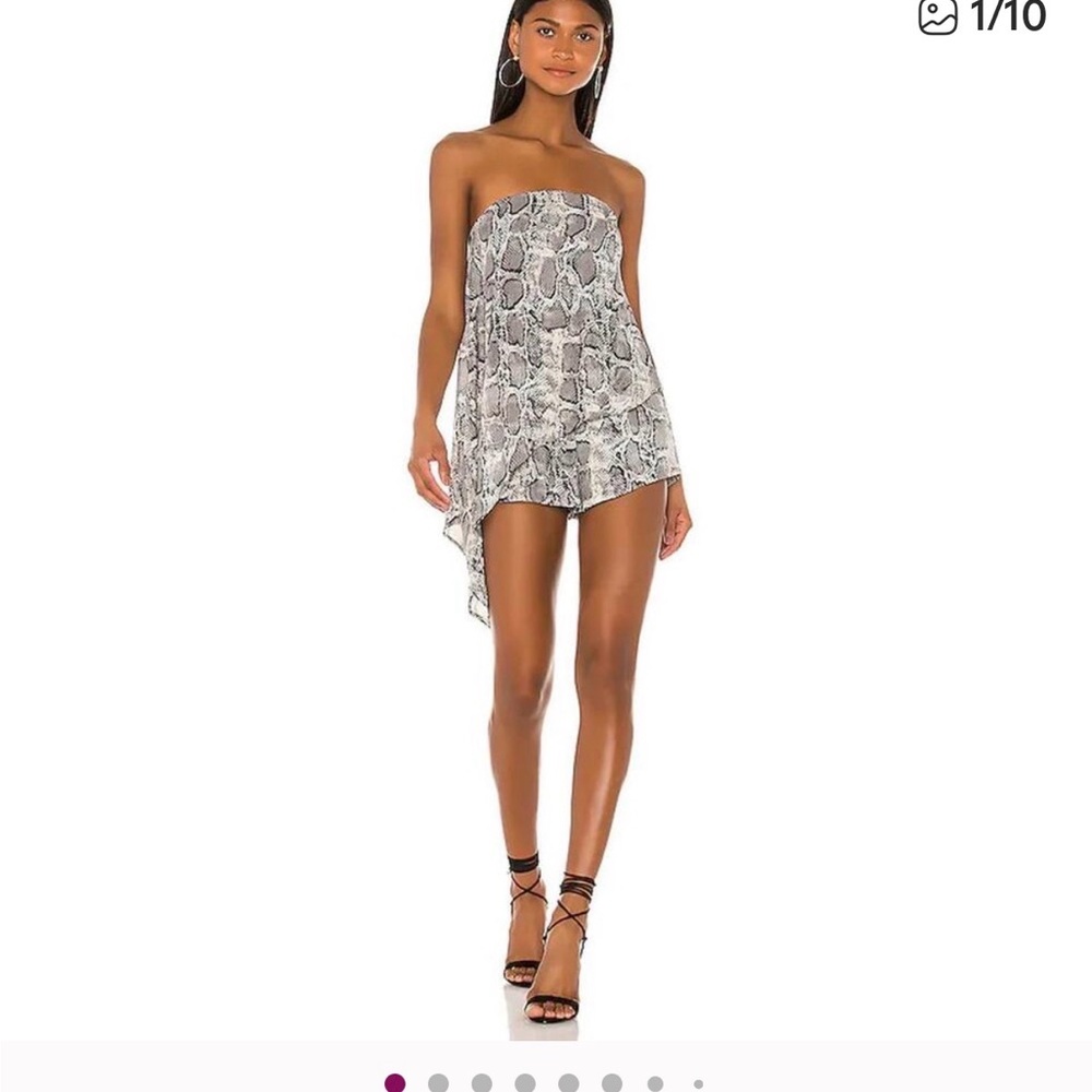 Superdown Strapless Snakeskin Print Romper